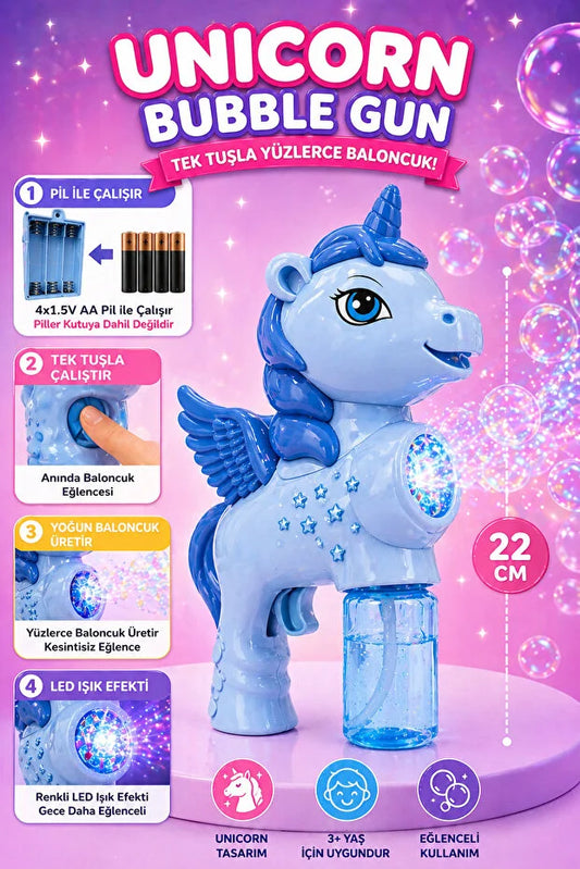 Unicorn Köpük Tabancası Bubble Pilli ve Işıklı