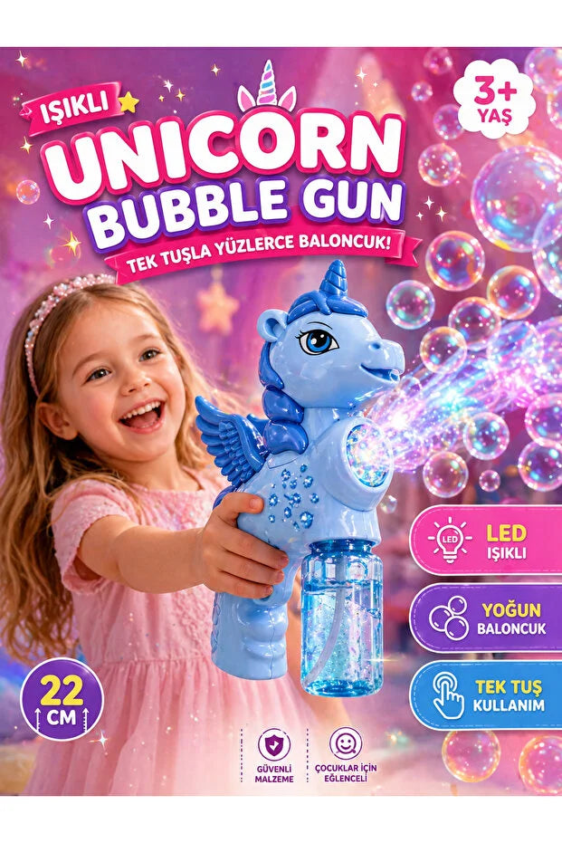 Unicorn Köpük Tabancası Bubble Pilli ve Işıklı